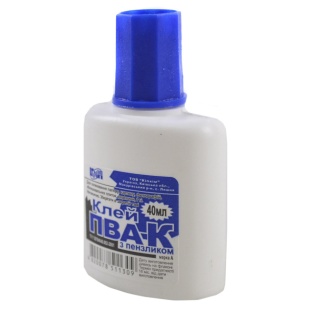 Клей ПВА,  40 мл, с кисточкой, КіП - интернет-магазин optom-k.com