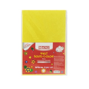 Фетр листовой (полиэстер), 20х30 см, 180 г/м2, на клейкой основе, лимонный цвет, MAXI - интернет-магазин optom-k.com