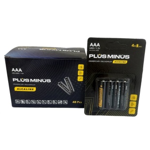 Батарейка пальчикова, міні AAA, 1,5v, лужна, "Plus minus", ALKALINE POWER - інтернет-магазин optom-k.com