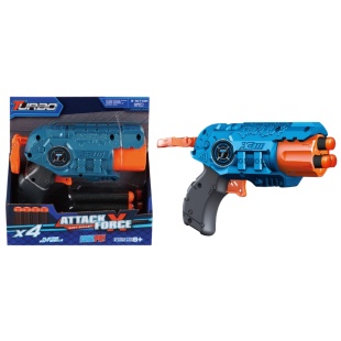 Пистолет, 11х15 см, с поролоновыми патронами (4 шт), в коробке 16х15х5 см - интернет-магазин optom-k.com