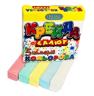 Мел цветной, 5 цветов, 1,6х1,6х8 см, квадратный, мягкий, "Салют", Люкс Колор - интернет-магазин optom-k.com