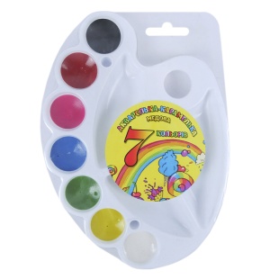 Акварель, 7 цветов, медовая, на палитре, пластиковая упаковка, "акварелька-карамелька", Тетрада - интернет-магазин optom-k.com