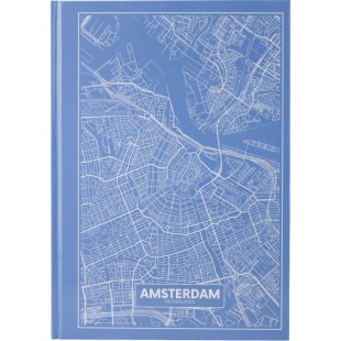 Блокнот прошитий, А4, 96 аркушів, клітинка, блакитний, "Maps Amsterdam", AXENT - інтернет-магазин optom-k.com