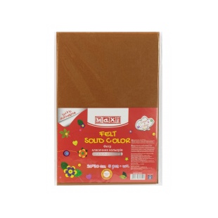Фетр листовой (полиэстер), 20х30 см, 180 г/м2, на клейкой основе, коричневый цвет, MAXI - интернет-магазин optom-k.com