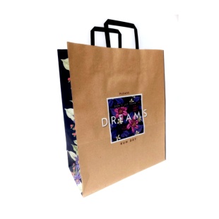 Пакет подарочный, 32х15х38 см, бумажный, вертикальный, бурый, ручка бумажная, Мандарин - интернет-магазин optom-k.com