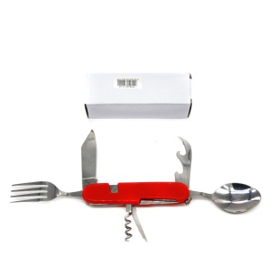 Нож складной, 4х3х11 см, лезвие - 5,5 см, с вилкой ложкой - интернет-магазин optom-k.com