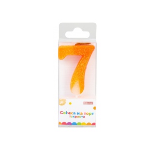 Свечка для торта, 4,5 см, искрится, с блестками, "7", MAXI - интернет-магазин optom-k.com