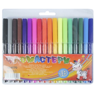 Фломастеры, 18 цветов, пластиковая упаковка, Незнайка - интернет-магазин optom-k.com