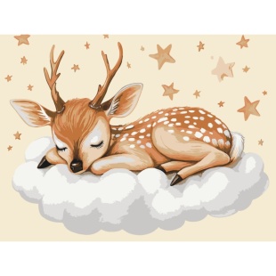 Картина по номерам, 30х40 см, с набором красок и 3 кисточками, "Олененок на облаках" Картина по номерам, 30х40 см, с набором красок и 3 кисточками, "Олененок на облаках" - интернет-магазин optom-k.com