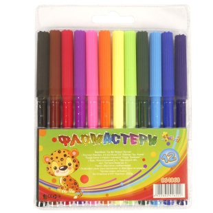 Фломастеры, 12 цветов, пластиковая упаковка, Незнайка - интернет-магазин optom-k.com