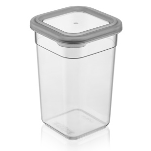 Контейнер для сипучих, 1,25 л, 11х11х16,5 см, пластиковий, з кришкою, "Soft Box Grey", IDEA HOME - інтернет-магазин optom-k.com
