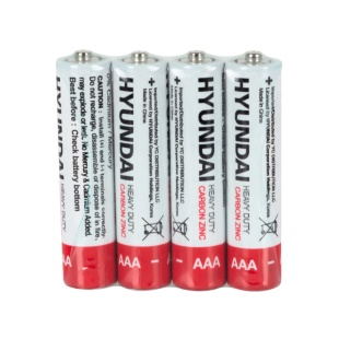 Спайка батарейок, 1.5 V,  AAA, 4 штуки в спайці, сольові, "Shrink Heavy Duty", HYUNDAI - інтернет-магазин optom-k.com