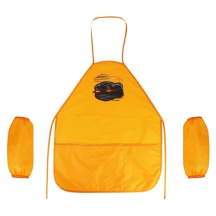 Фартук детский, 55х44 см. 6-9 лет, с нарукавниками, оранжевый, MAXI - интернет-магазин optom-k.com
