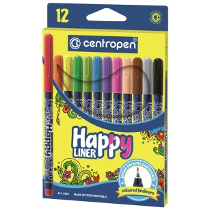 Линер, 0,3 мм, 12 штук, "HAPPY", CENTROPEN - интернет-магазин optom-k.com