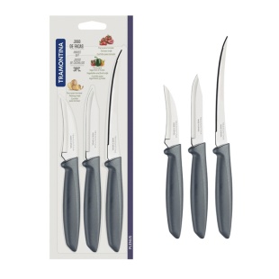 Набор ножей, 3 штуки, металлические, "PLENUS", TRAMONTINA - интернет-магазин optom-k.com