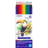 Карандаши цветные, 12 шт, трехгранные, деревянные, "Kite Classic", KITE канцелярия - интернет-магазин optom-k.com