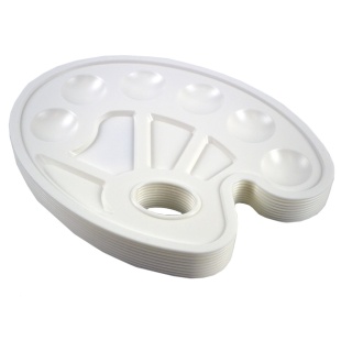 Палитра, 23 см, пластиковая, 10 емкостей, белый цвет, КіП - интернет-магазин optom-k.com