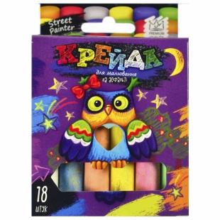 Крейда кольорова, 18 шт, 6 кольорів, кругла, асфальтна, Danko Toys - інтернет-магазин optom-k.com