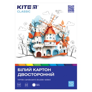 Картон білий, A4, 10 аркушів, 210г/м2, двосторонній, "Kite Classic", KITE канцелярія - інтернет-магазин optom-k.com