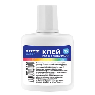 Клей ПВА, 40 мл, с кисточкой, "Kite Classic", KITE канцелярия - интернет-магазин optom-k.com