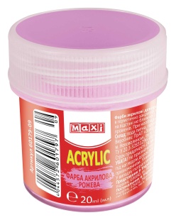 Краска акриловая, 20 мл, розовая, матовая, MAXI - интернет-магазин optom-k.com