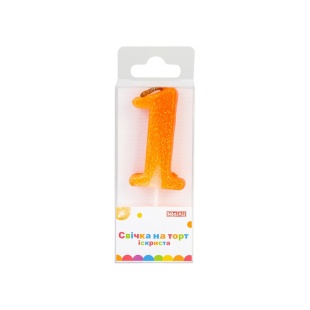 Свечка для торта, 4,5 см, искрится, с блестками, "1", MAXI - интернет-магазин optom-k.com