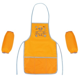Фартук детский, 49х30 см, с нарукавниками, оранжевый, MAXI - интернет-магазин optom-k.com