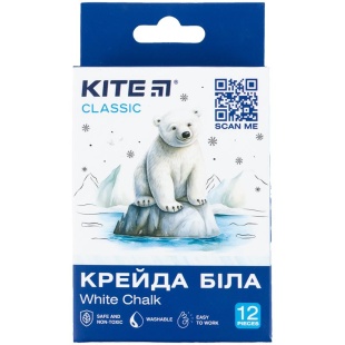 Мел белый, 12 шт, круглый, "Kite Classic", KITE канцелярия - интернет-магазин optom-k.com