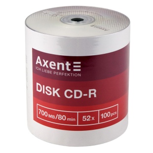 CD-диск, 700 MB, 80 min, швидкість запису 52x, 100 штук, AXENT - інтернет-магазин optom-k.com
