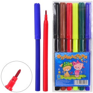 Фломастеры, 6 цветов, пластиковая упаковка, Незнайка - интернет-магазин optom-k.com