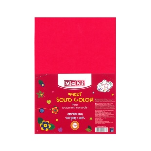 Фетр листовой (полиэстер), 20х30 см, 2 мм, 180 г/м2, светло-красный цвет, MAXI - интернет-магазин optom-k.com
