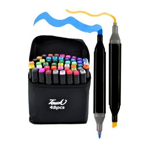Набор скетч маркеров, 48 цветов, двусторонние, в чехле - интернет-магазин optom-k.com