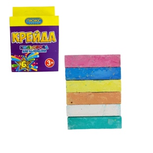 Крейда кольорова, 6 кольорів, 7х1,5х1 см, квадратна, Люкс Колор - інтернет-магазин optom-k.com