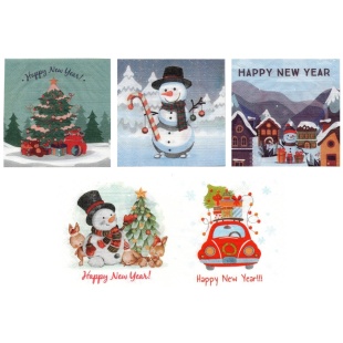 Упаковка салфеток бумажных, 33х33 см, двухслойные, 20 штук, "Happy New Year" - интернет-магазин optom-k.com