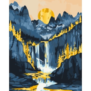 Картина по номерам, 40х50 см, с набором металлизированных красок и 3 кисточками, "Золотой пейзаж" Картина по номерам, 40х50 см, с набором металлизированных красок и 3 кисточками, "Золотой пейзаж" - интернет-магазин optom-k.com