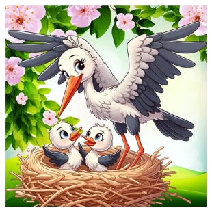 Алмазная мозаика, 25х25 см, на подрамнике 5D, "Аисты прилетели" - интернет-магазин optom-k.com