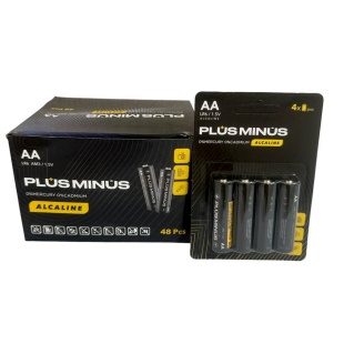 Батарейка пальчиковая, AA, 1,5v, щелочная, "Plus minus", ALKALINE POWER - интернет-магазин optom-k.com