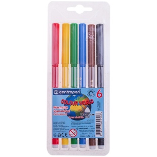 Фломастеры, 6 цветов, пластиковая упаковка, "ТП", CENTROPEN - интернет-магазин optom-k.com