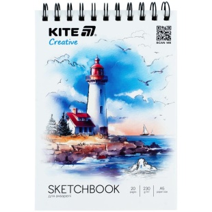Скетчбук для акварели, A5 20 листов, Kite Creative, KITE канцелярия - интернет-магазин optom-k.com