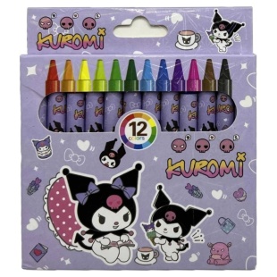 Карандаши цветные, 12 цветов, 9 см, восковые, "Зайка Kuromi" - интернет-магазин optom-k.com