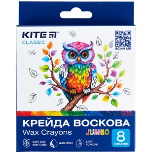 Карандаши цветные, 8 цветов, восковые, "Kite Classic", KITE канцелярия - интернет-магазин optom-k.com