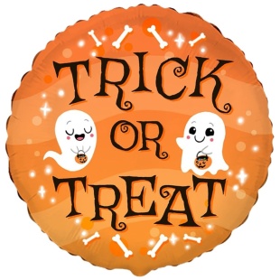 Воздушный шар, 45 см, фольгированный, "TRICK OR TREAT", Flexmetal - интернет-магазин optom-k.com