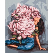 Картина по номерам, 48х60 см, с набором красок и 3 кисточками, "Выр пионов", © Mykhailyshyna Daria - интернет-магазин optom-k.com