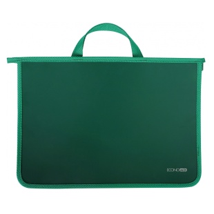 Портфель, А4, 2 отделения, пластиковый, на молнии, зеленый цвет, ECONOMIX - интернет-магазин optom-k.com