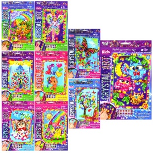 Набор для творчества, 18х25 см, мозаика из цветных кристаллов, "Сrystal art kids", Danko Toys - интернет-магазин optom-k.com