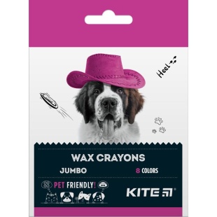 Мел восковый, 8 цветов, "Kite Dogs Jumbo", KITE канцелярія - интернет-магазин optom-k.com