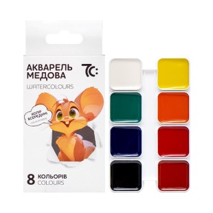 Акварель, 8 цветов, картонная упаковка, без кисточки, "7С", ГАММА'UA - интернет-магазин optom-k.com