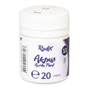 Краска акриловая, матовая, 20 мл, белая, "RUDIX", ГАММА'UA - интернет-магазин optom-k.com