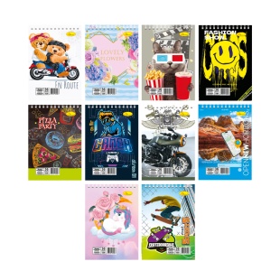 Блокнот на верхней спирали, А7, 36 листов, клетка, мягкая обложка, ассорти, Апельсин - интернет-магазин optom-k.com