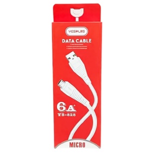 Кабель, 1 м, USB-MICRO, 6А, білий колір, YESPLUS-828 - інтернет-магазин optom-k.com